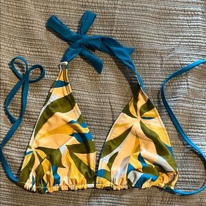 Tropical Print Triangle Bikini Top